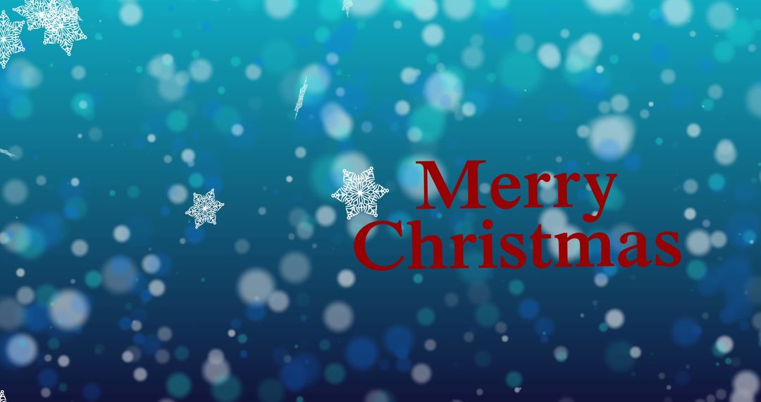 Festive Merry Christmas Greeting with Snowflakes and Bokeh Lights