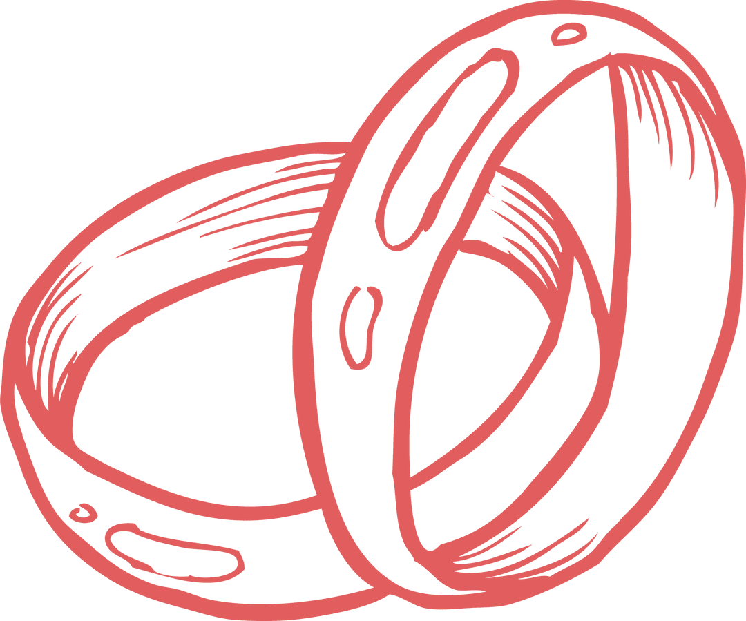 Coral Red Overlapping Circular Bands Transparent Background