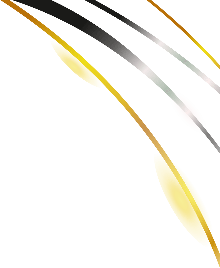 Futuristic Gold and Silver Ribbons on Transparent Background