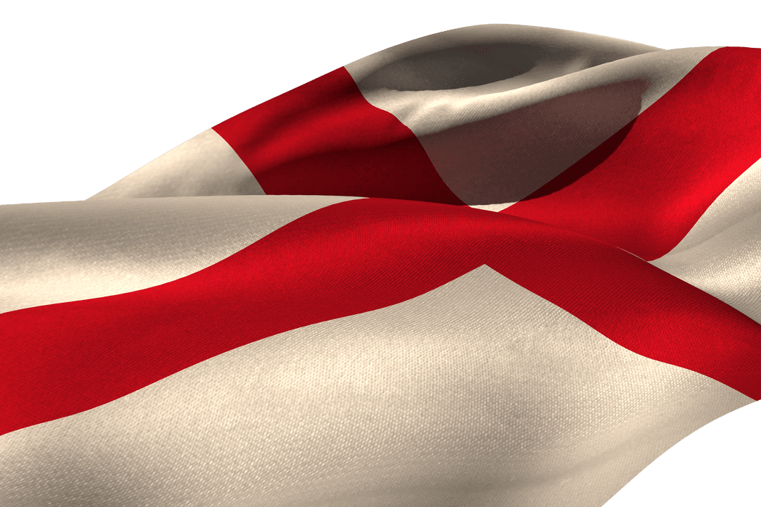 Waving Transparent English Flag Against Lens Flare