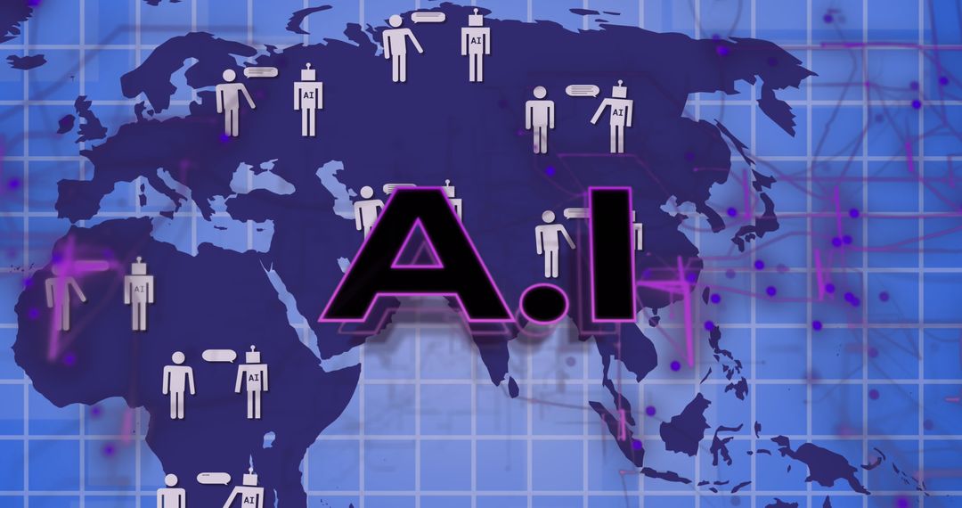 AI Data Processing Over Global World Map Concept