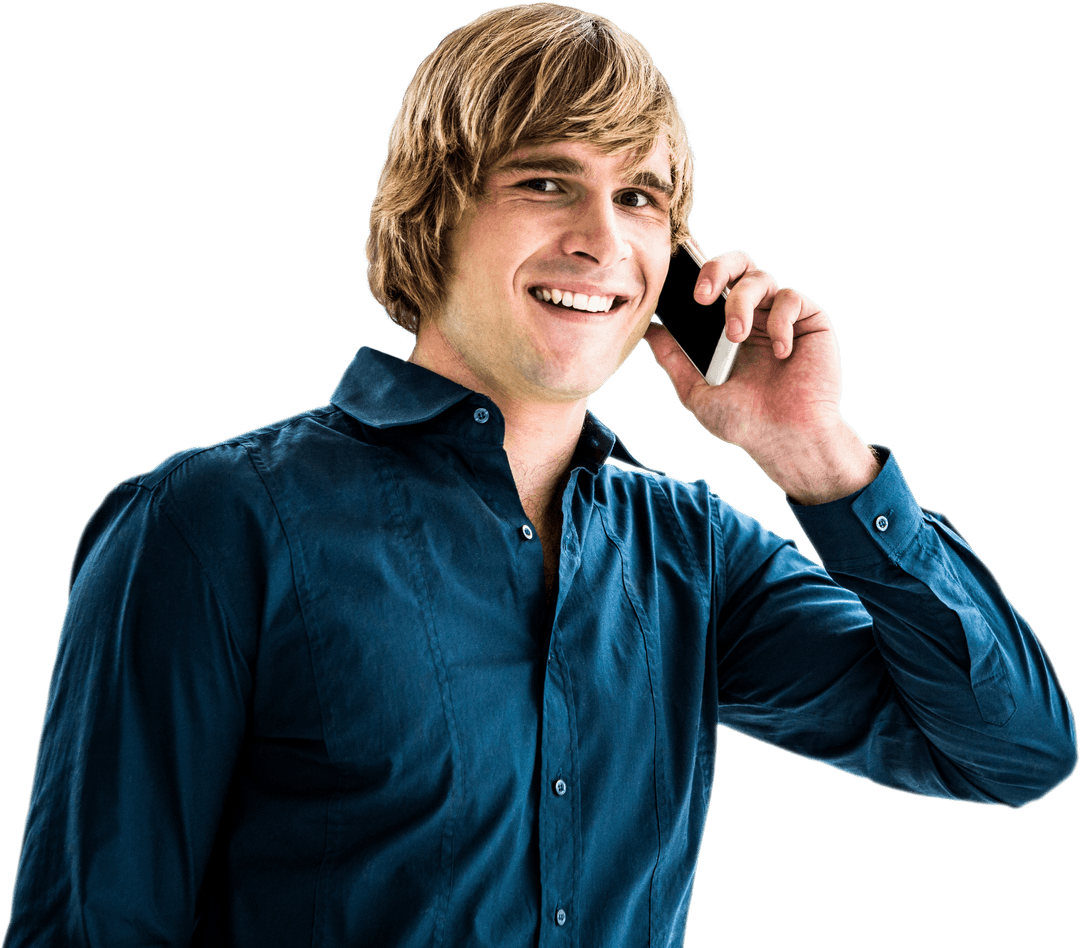 Calling Businessman with Transparent Background on Phone