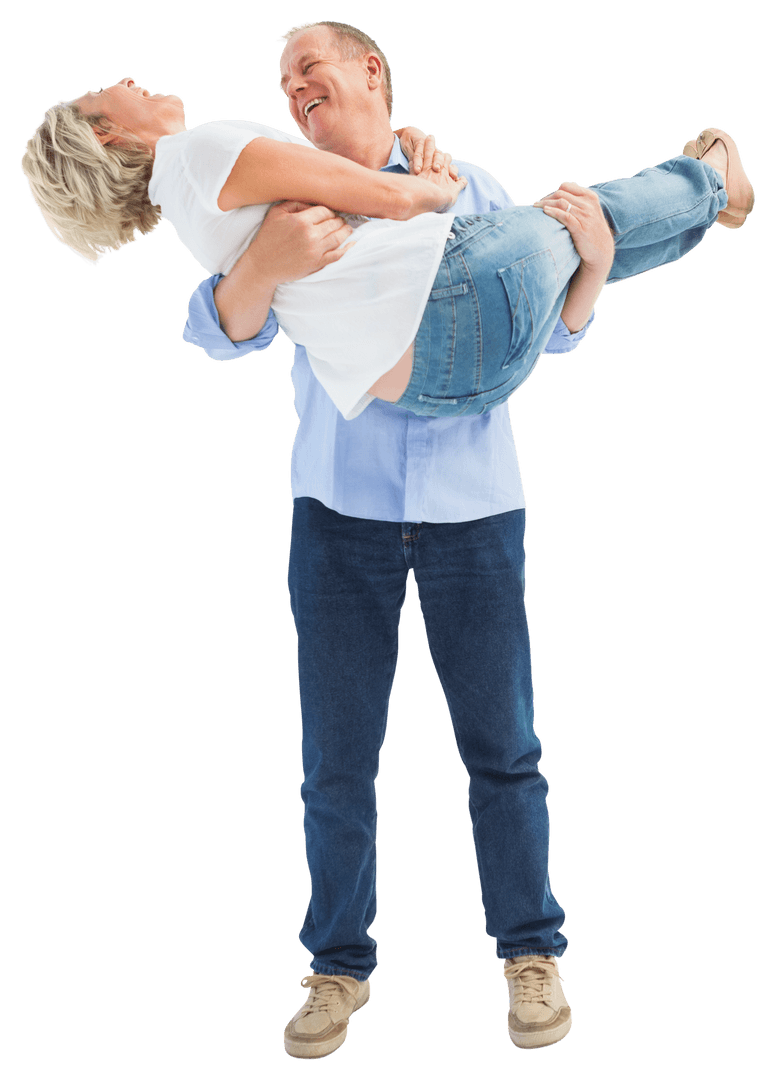 Mature Couple Displaying Joyful Transparent Moment