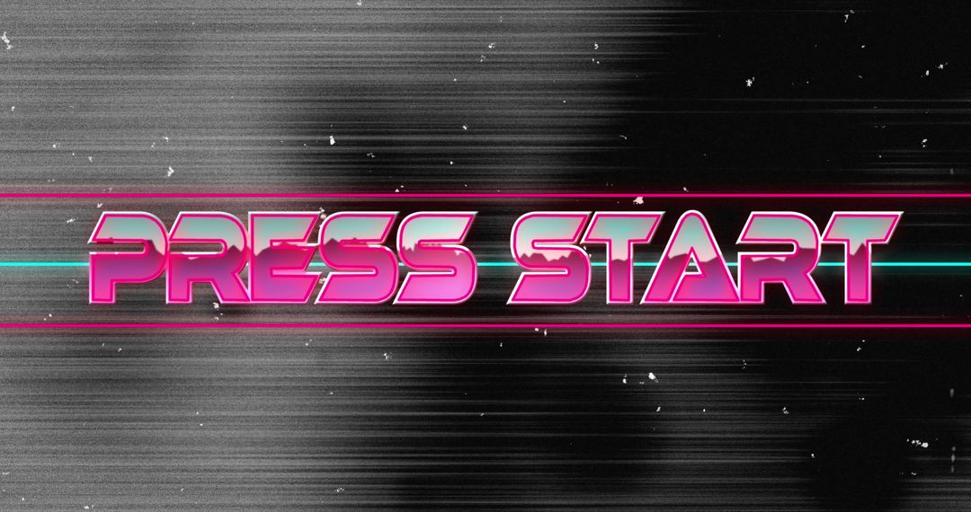 Retro Futuristic Press Start Screen with Glitch Effect