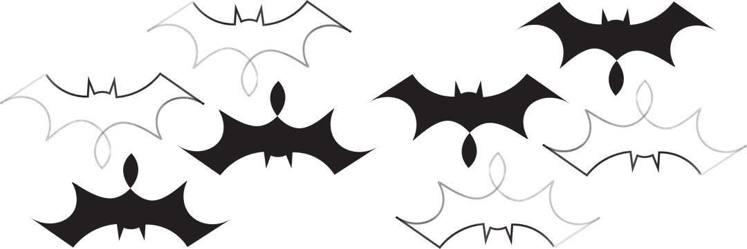 Black Bat Symbols on Transparent Background for Halloween Design