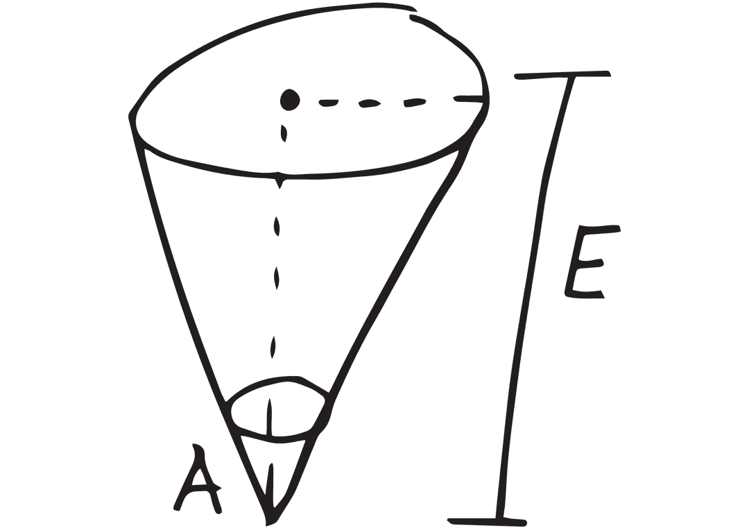 Transparent Cone Geometry Diagram with Labeled Elements