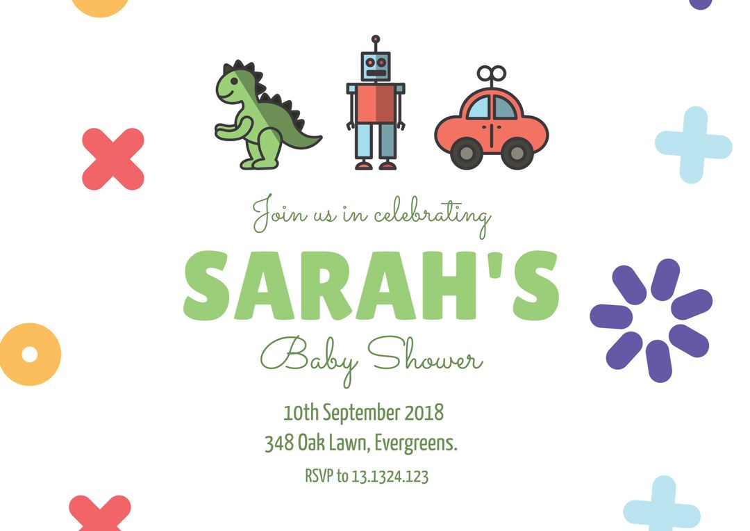Playful Baby Shower Invitation with Joyful Icons