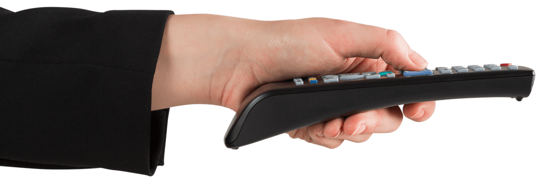 Transparent Hand Holding TV Remote Control with Buttons