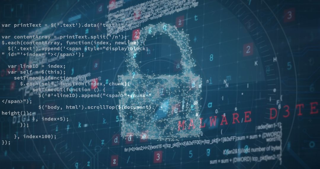 Data Security Padlock with Code Background