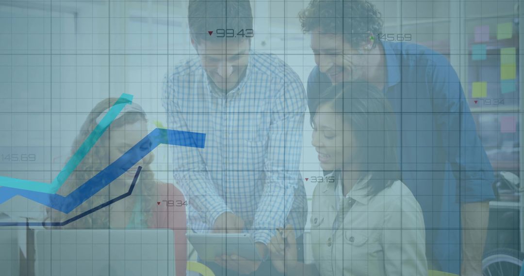 Collaborating Professionals Analyzing Charts in Modern Office