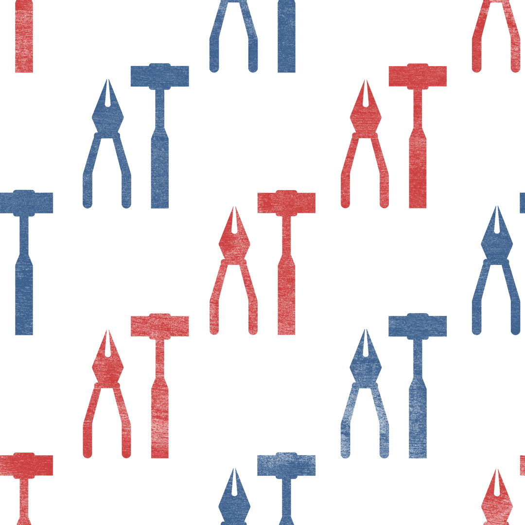 Transparent Vector Pattern of Tongs and Hammers