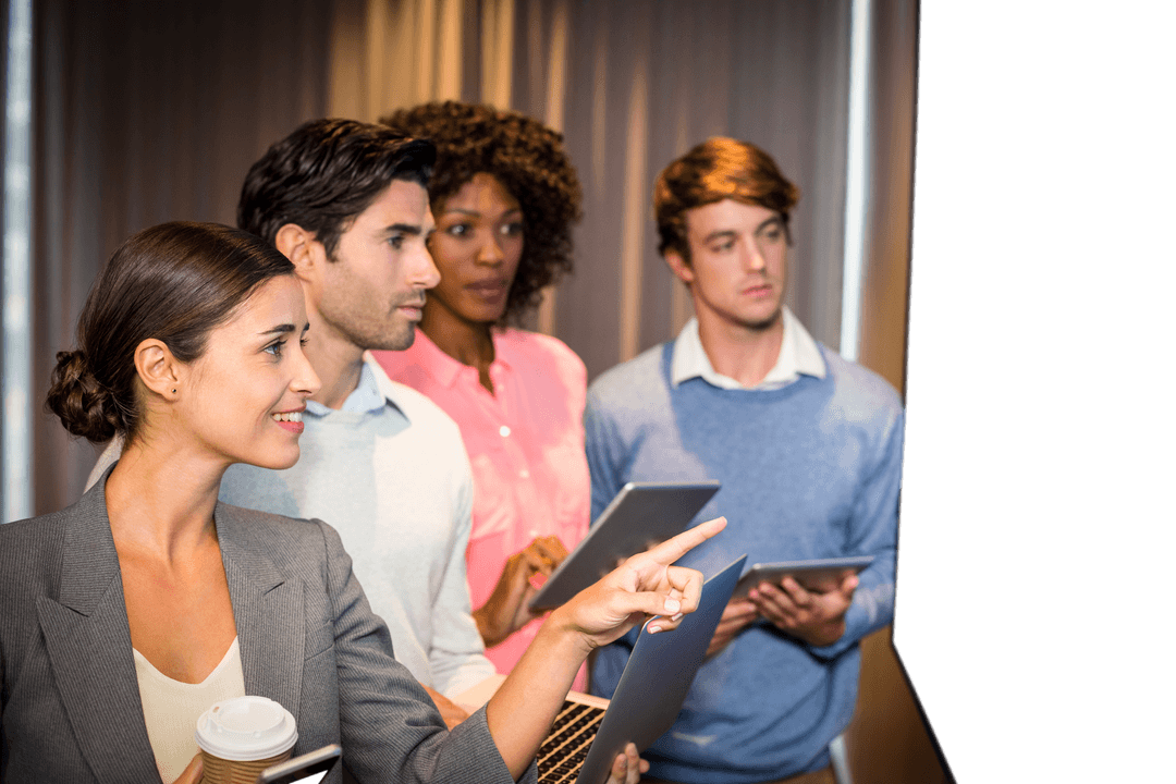 Transparent Business Team Collaborating in Office Setting