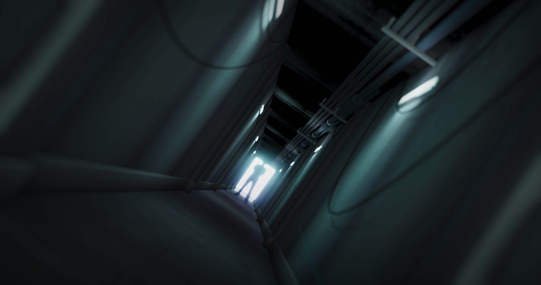 Eerie Silhouette in Dark Corridor Conveys Dread