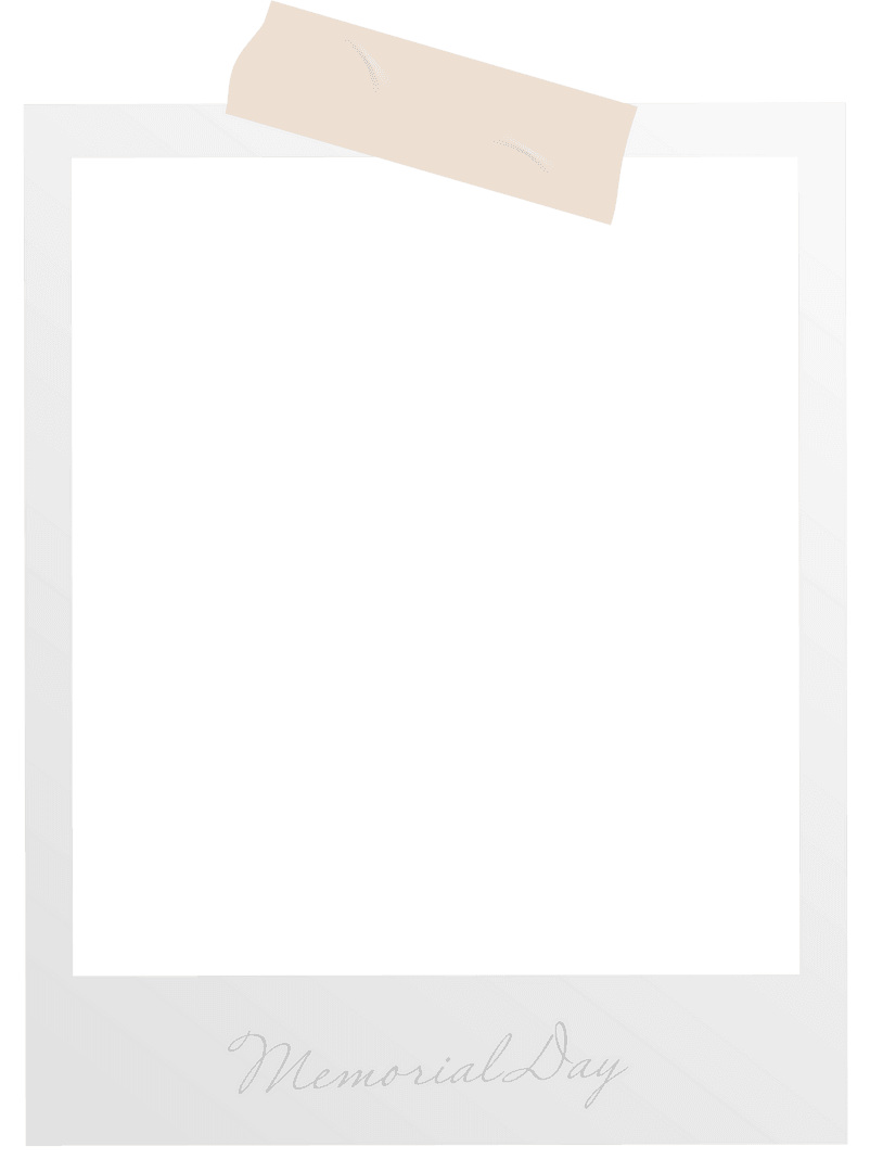 Transparent Polaroid Frame with Tape and Memorial Day Text