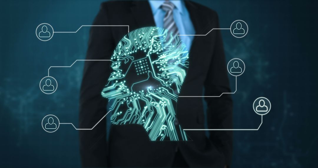 Businessman Engaging AI Networking with Digital Connectivity