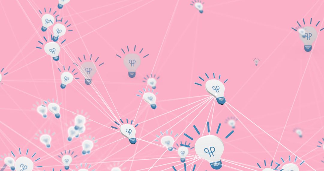 Abstract Lightbulb Network on Pink Background