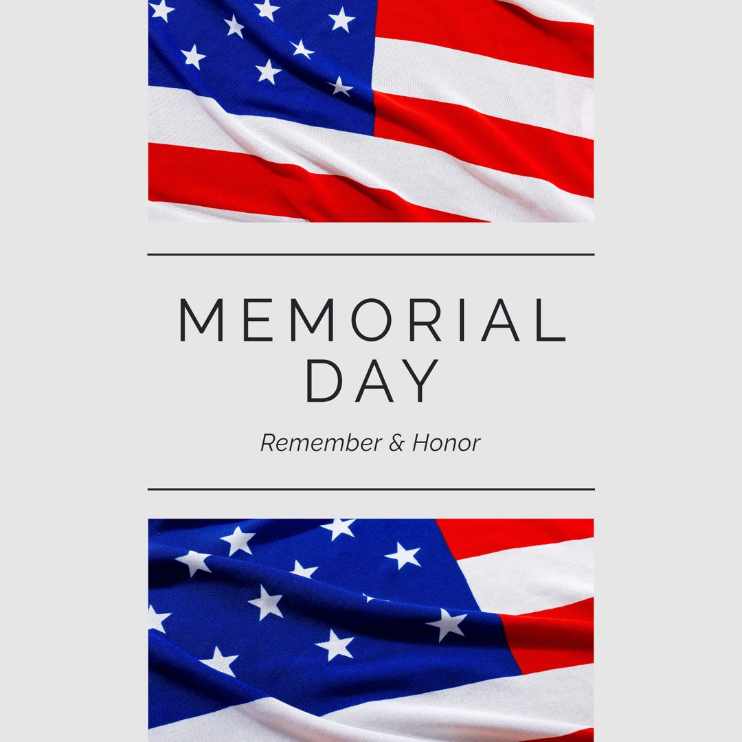 Memorial Day Text and USA Flag Composition on White Background - Download Free Stock Templates Pikwizard.com