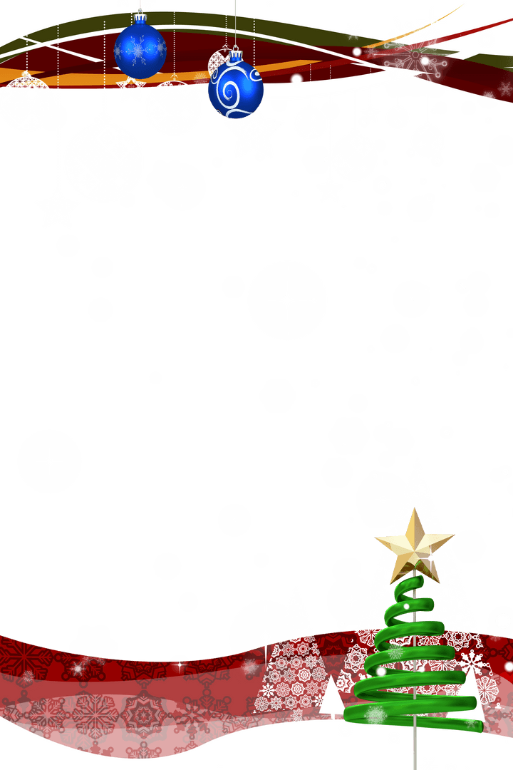 Christmas Transparent Frame with Festive Decorations