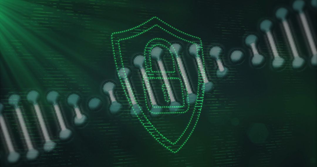 Digital Shield with Secure Network Chain and Green Light Rays