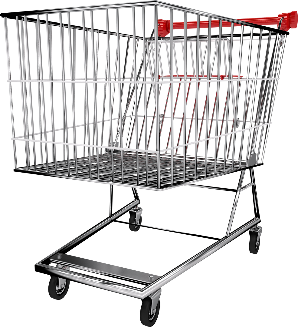 Transparent Empty Supermarket Trolley with Red Handle for Shopping and Retail Use - Download Free Stock Images Pikwizard.com