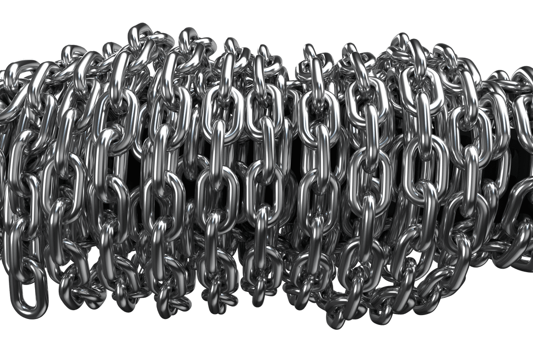 Transparent 3D Rolled Metallic Chains Heap
