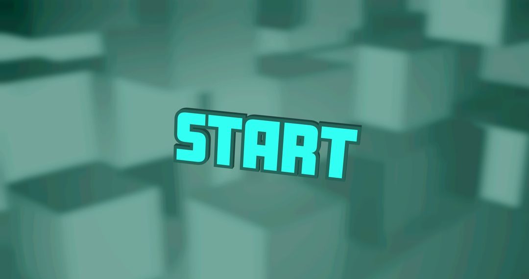 3D Green Cubes with Start Text in Digital Interface