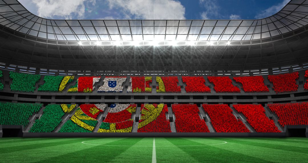 Portuguese Flag Displayed Enthusiastically on Stadium Seats