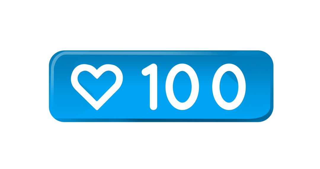 Digital Like Icon with Heart Symbol and 100 Count