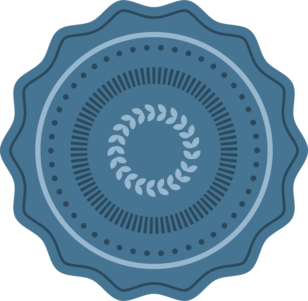 Decorative Blue Roundel Design on Transparent Background