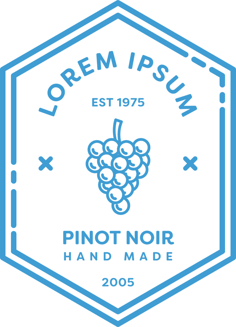 Blue Hexagonal Badge with Lorem Ipsum and Transparent Background