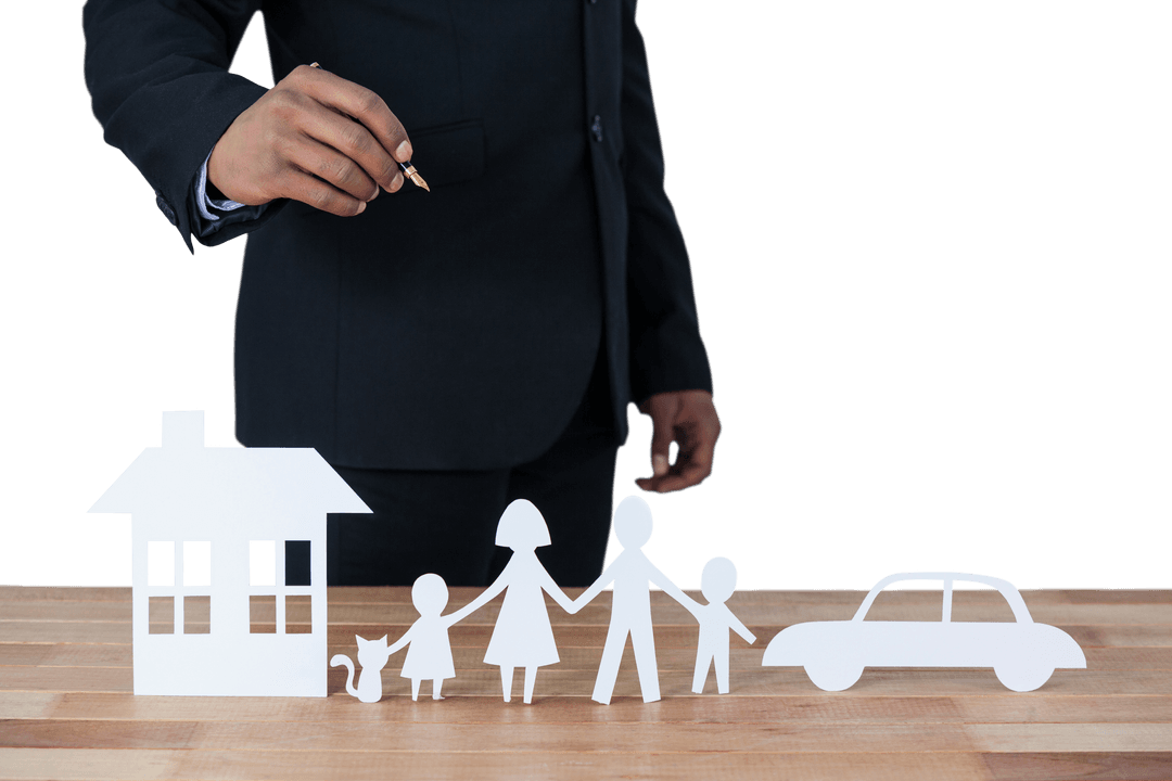 Underwriter Presenting Transparent Paper Family and Assets