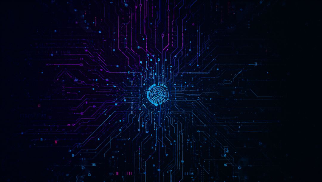 Glowing Fingerprint with Circuit Lines Illustrating Futuristic Cybersecurity
