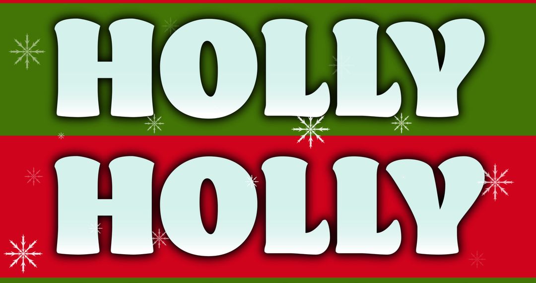 Festive Christmas Holly Text on Green and Red Decoration