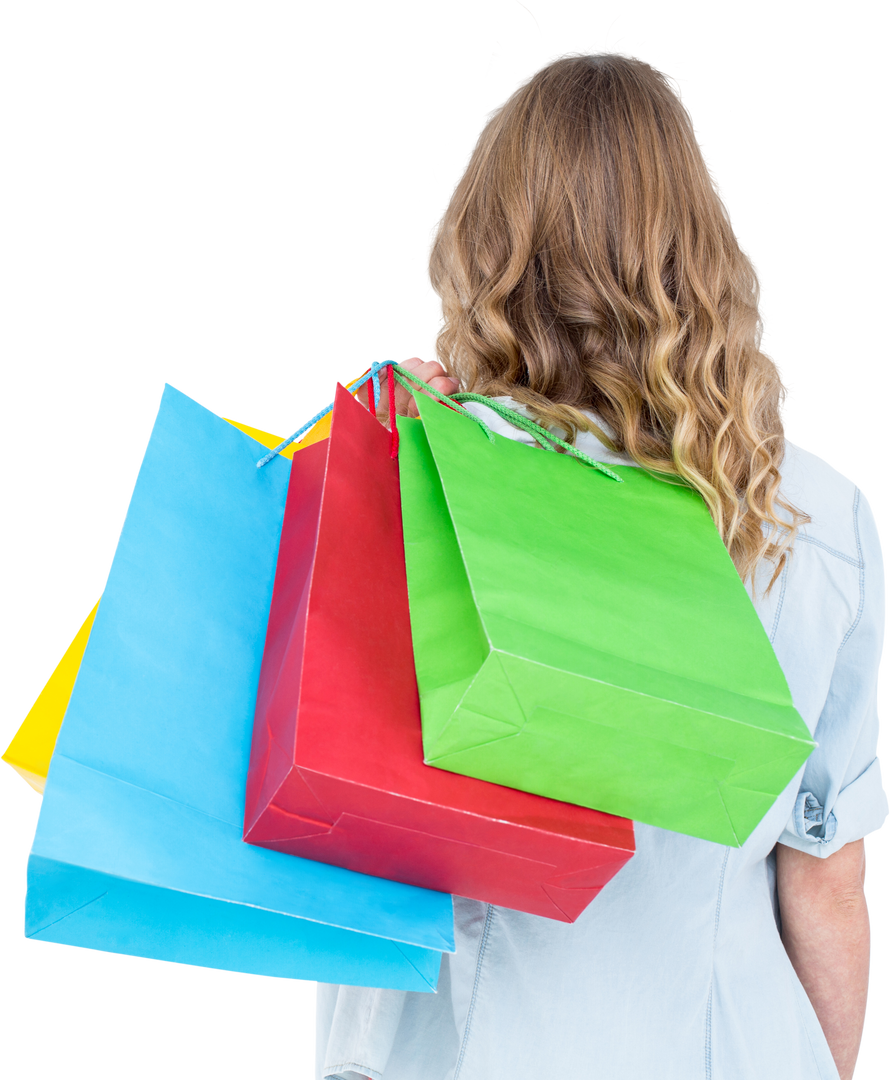 Transparent woman holding shopping bags back view isolated - Download Free Stock Images Pikwizard.com