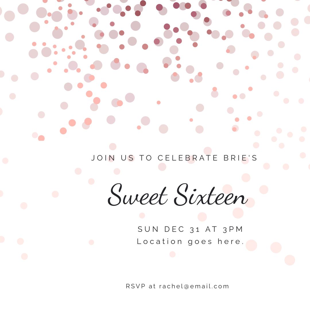 Elegant Sweet Sixteen Birthday Invitation with Pink and White Dots - Download Free Stock Templates Pikwizard.com