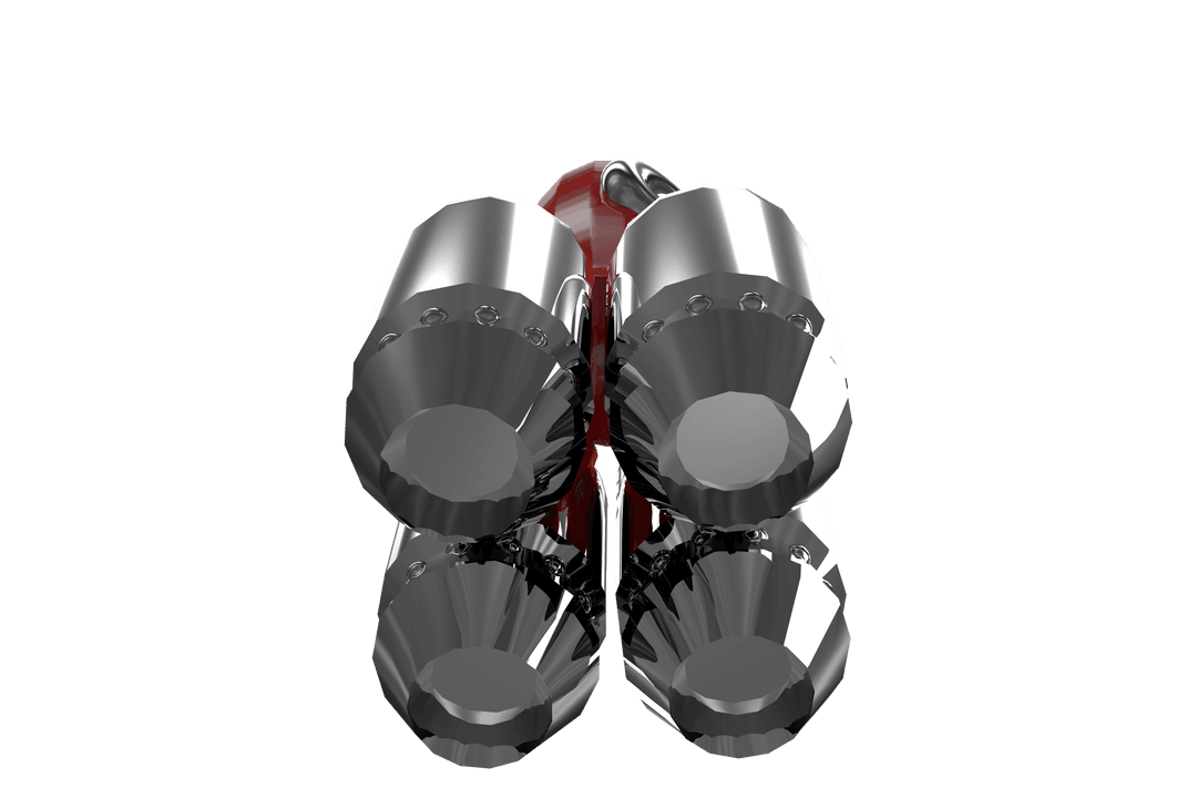 Transparent Low Angle View of Silver Jet Engines