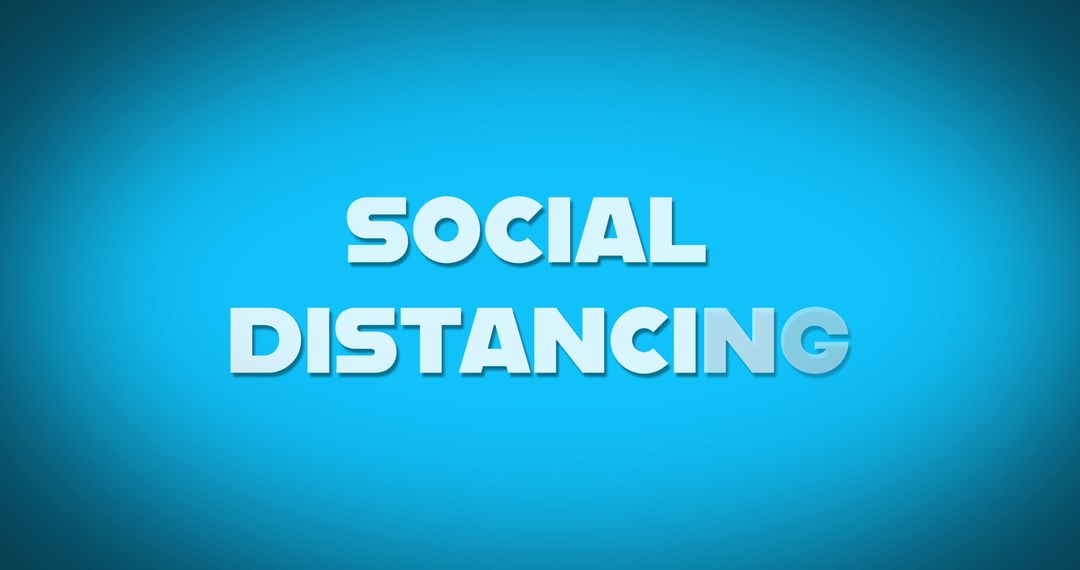 Social Distancing Text on Blue Background