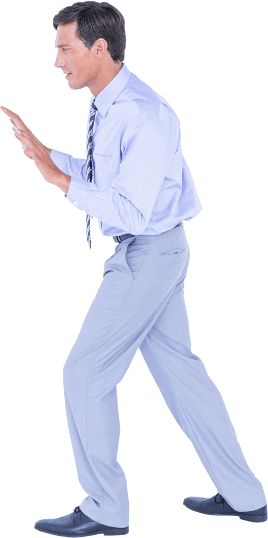 Transparent Businessman in Dynamic Pushing Posture