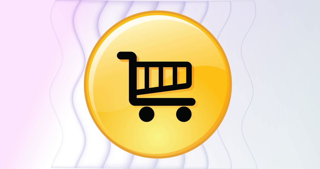 Yellow Shopping Cart Icon on Glossy Background