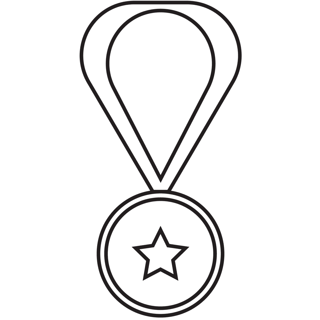 Black Outline Medal Icon on Transparent Background
