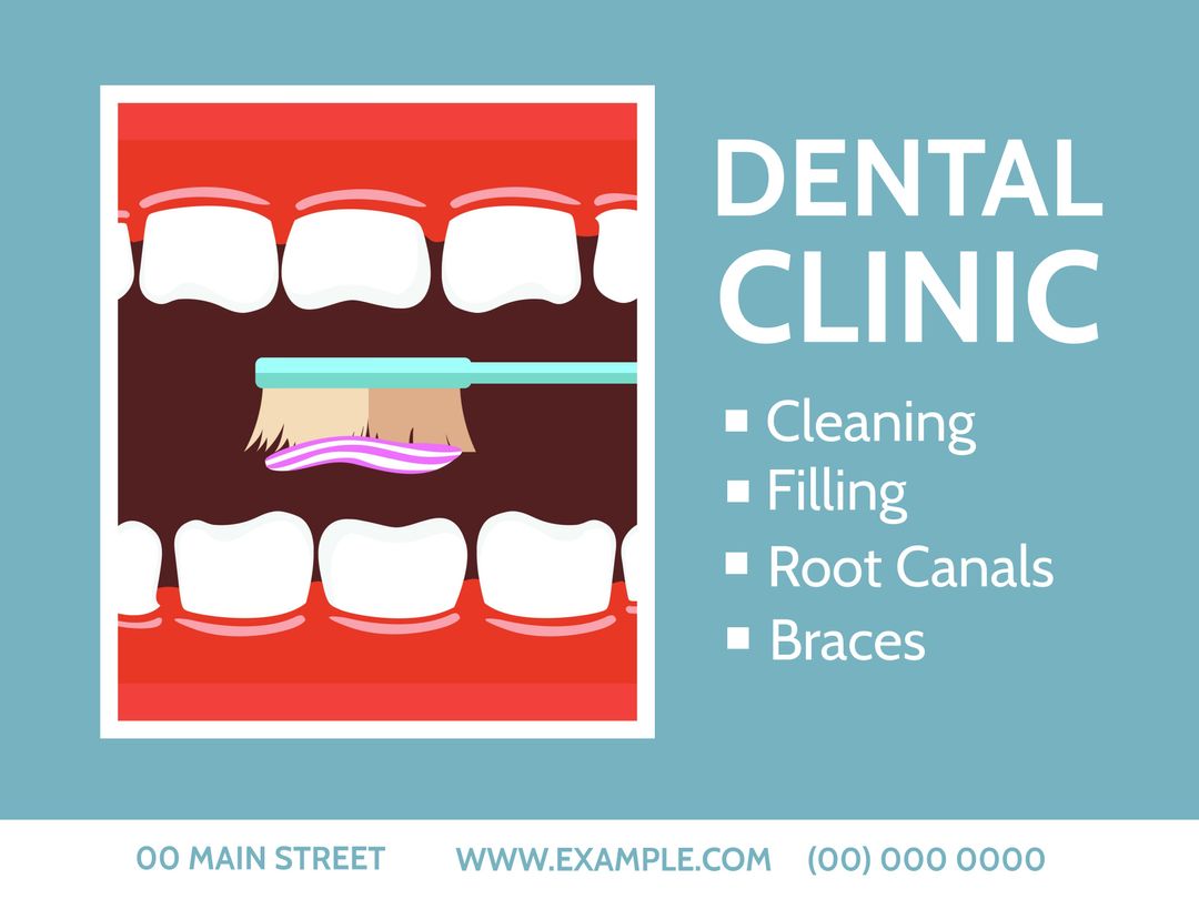 Dental Clinic Promotion with Graphic of Brushing Teeth