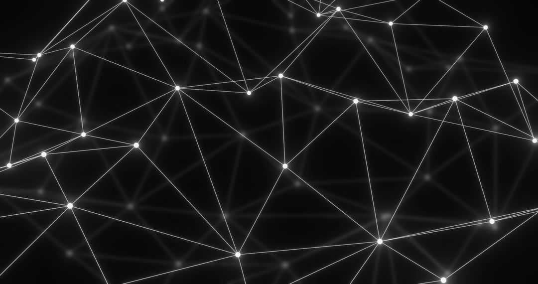 Digital Network with Glowing Nodes on Black Background