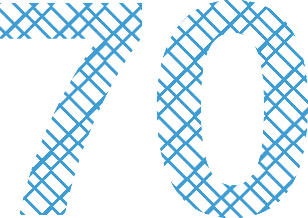 Patterned Blue Number 70 on Transparent Background for Celebrations