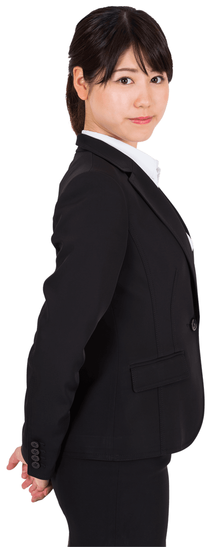 Smiling Asian Businesswoman Pose on Transparent Background