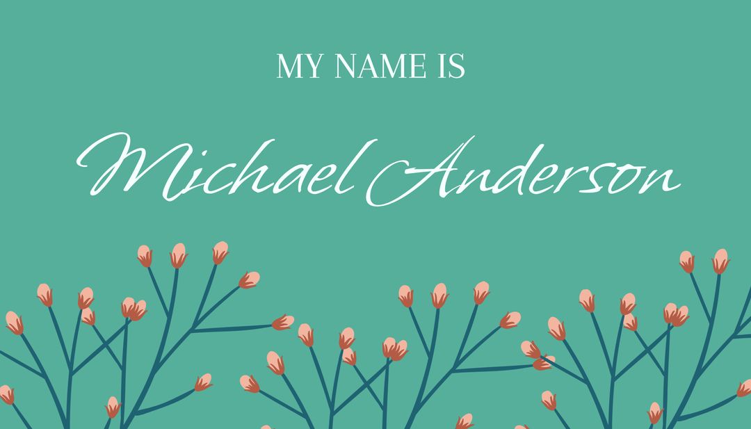 Elegant Floral Name Tag Template With Signature Font - Download Free Stock Templates Pikwizard.com
