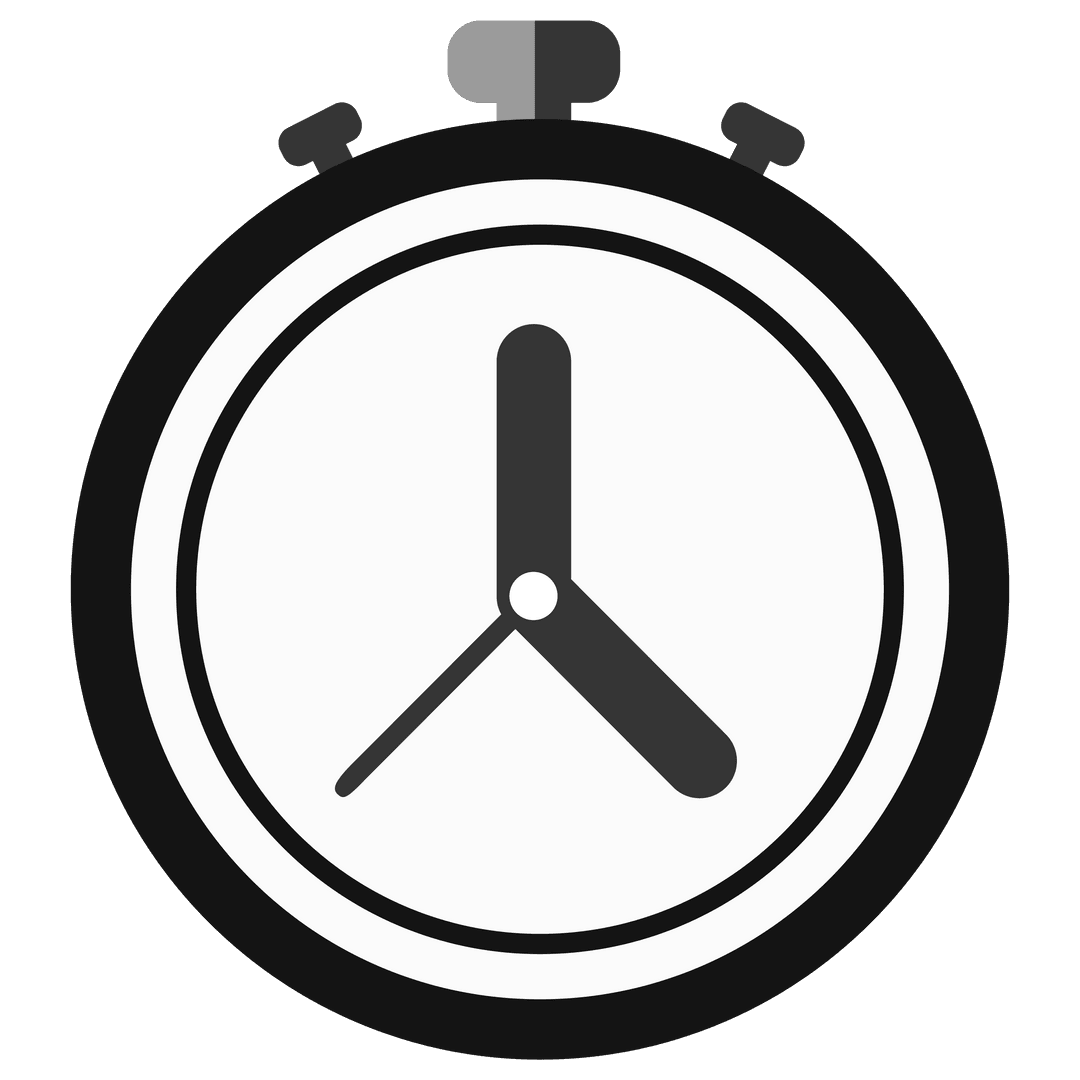 Black and White Stopwatch Illustration on Transparent Background