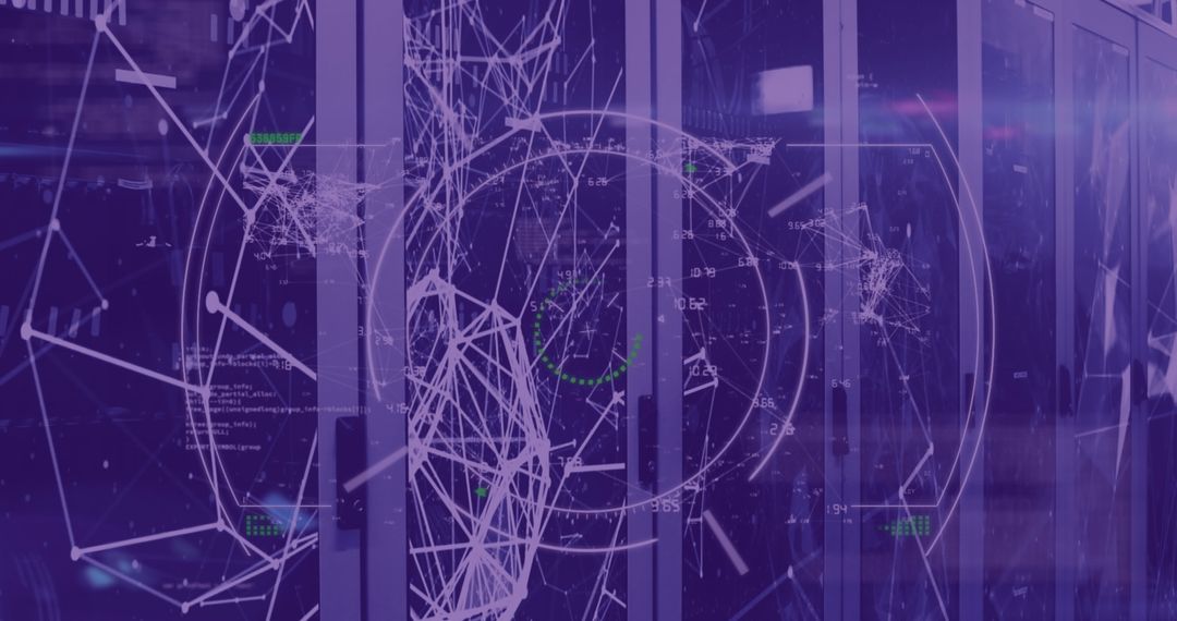 Digital Network with Global Connections in Modern Server Room