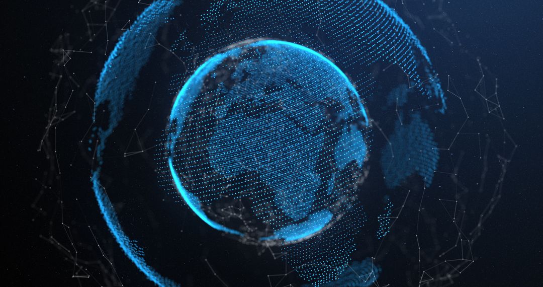 Glowing Digital Earth with Connected Network Lines