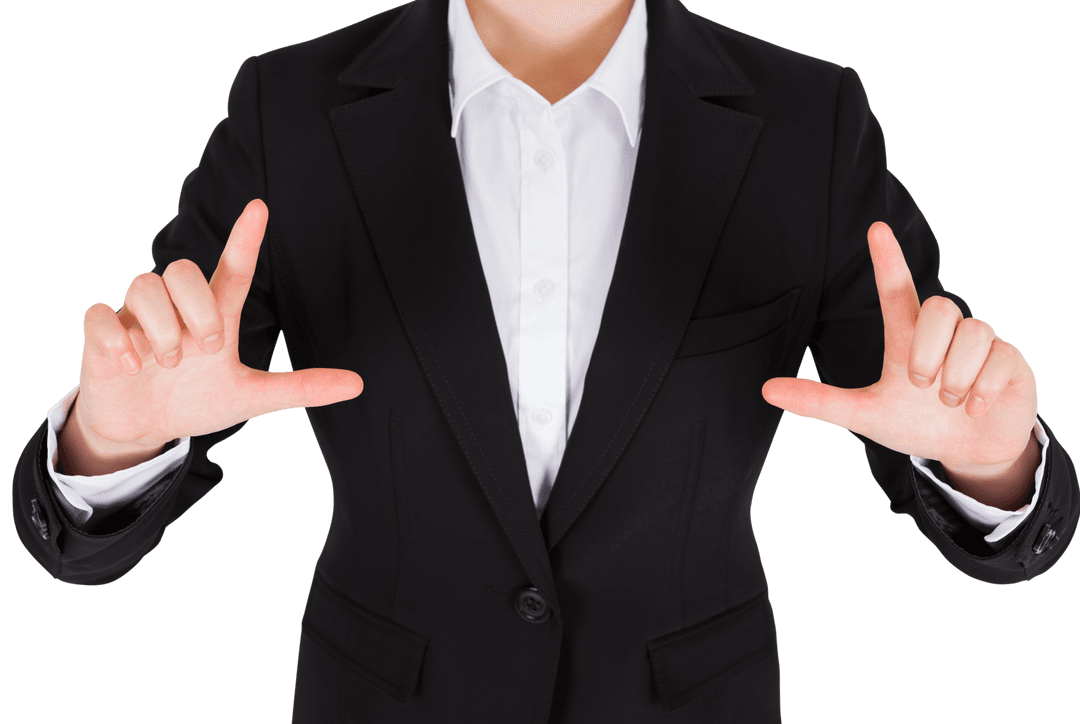 Businesswoman's Gesture Demonstrating on Transparent Background