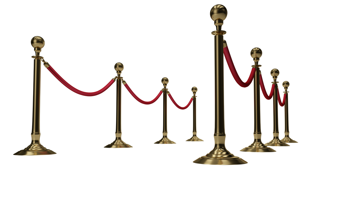 Low angle view golden stand queue barriers transparent background - Download Free Stock Images Pikwizard.com